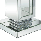 Table piédestal en verre miroir - Argent - Décor Roche River - 12Lx12Px28H