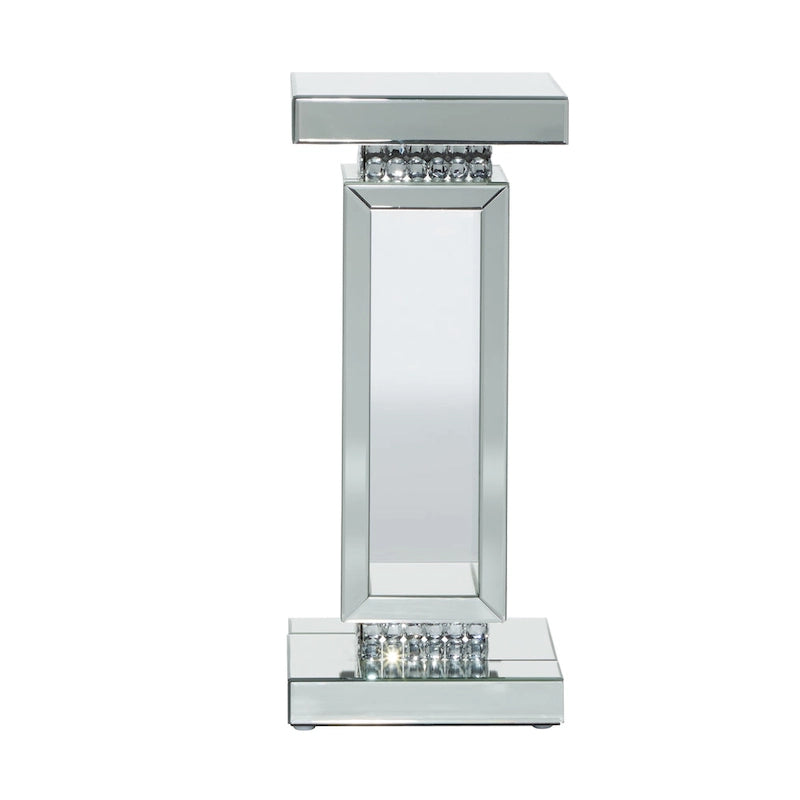 Table piédestal en verre miroir - Argent - Décor Roche River - 12Lx12Px28H