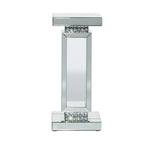 Table piédestal en verre miroir - Argent - Décor Roche River - 12Lx12Px28H