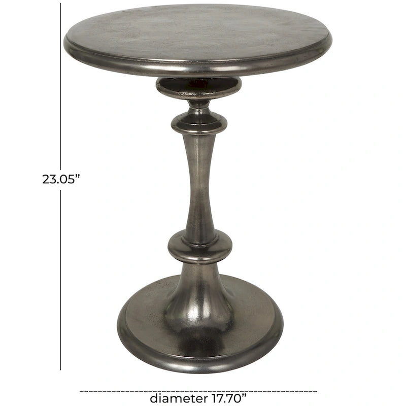Table d'appoint style métal tourné en aluminium - Noir - Roche River Decor - 18L x 18P x 23H
