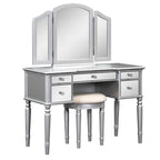 Coiffeuse 43" avec tiroirs miroirs et tabouret pour chambre à coucher