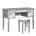 Coiffeuse 43" avec tiroirs miroirs et tabouret pour chambre à coucher