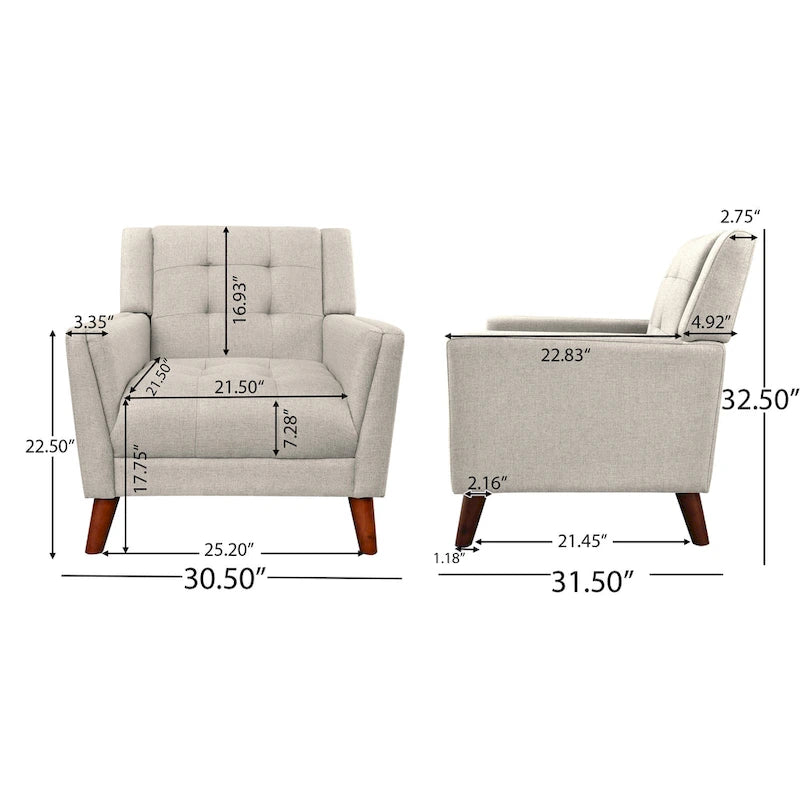 Fauteuil moderne du milieu du siècle Candace par Christopher Knight Home - 32,28 largeur x 31,50 longueur x 32,68 hauteur