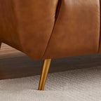 Canapé en cuir rembourré de style moderne du milieu du siècle Clovis de couleur cognac
