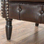 Fauteuil de club en cuir reconstitué touffeté Akira par Christopher Knight Home