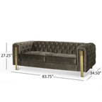 Canapé 3 places en velours capitonné Keyser Modern Glam par Christopher Knight Home – 83,75 L x 34,50 l x 27,25 H