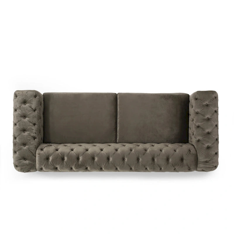 Canapé 3 places en velours capitonné Keyser Modern Glam par Christopher Knight Home – 83,75 L x 34,50 l x 27,25 H