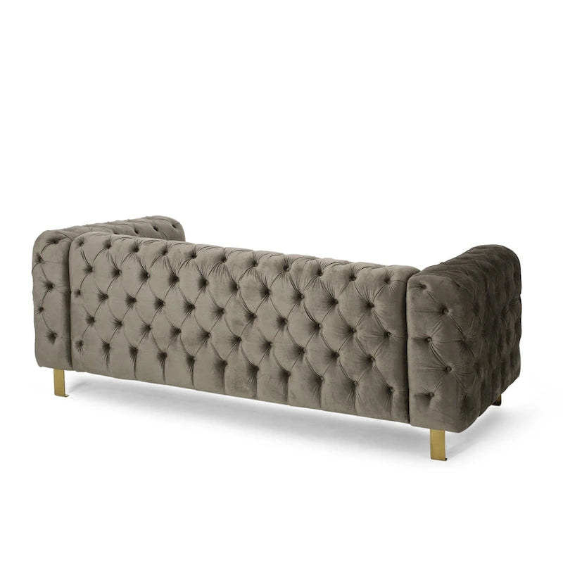 Canapé 3 places en velours capitonné Keyser Modern Glam par Christopher Knight Home – 83,75 L x 34,50 l x 27,25 H
