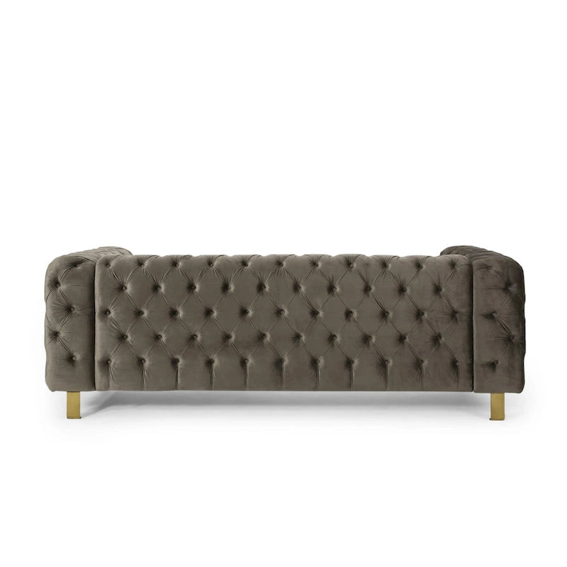 Canapé 3 places en velours capitonné Keyser Modern Glam par Christopher Knight Home – 83,75 L x 34,50 l x 27,25 H