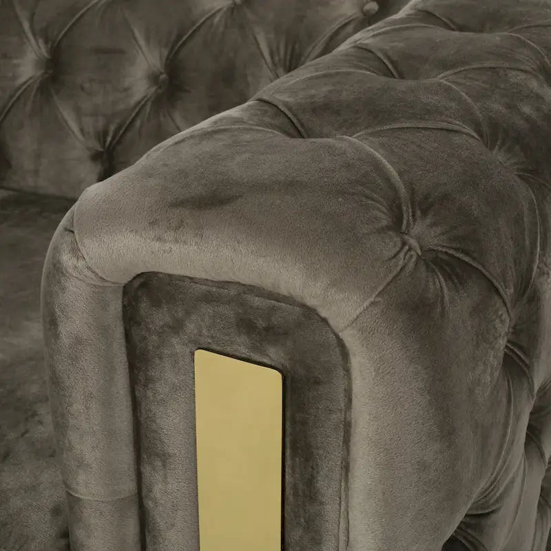 Canapé 3 places en velours capitonné Keyser Modern Glam par Christopher Knight Home – 83,75 L x 34,50 l x 27,25 H