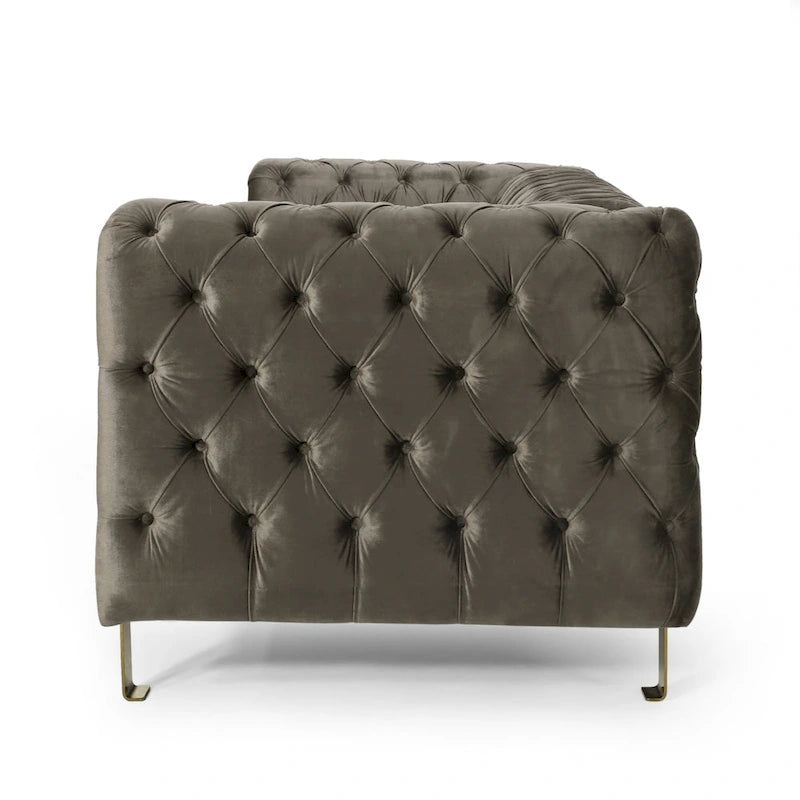 Canapé 3 places en velours capitonné Keyser Modern Glam par Christopher Knight Home – 83,75 L x 34,50 l x 27,25 H
