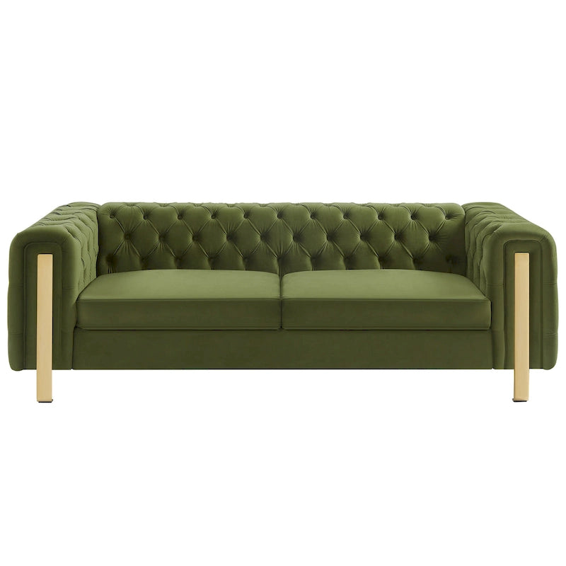 Canapé 3 places en velours capitonné Keyser Modern Glam par Christopher Knight Home – 83,75 L x 34,50 l x 27,25 H