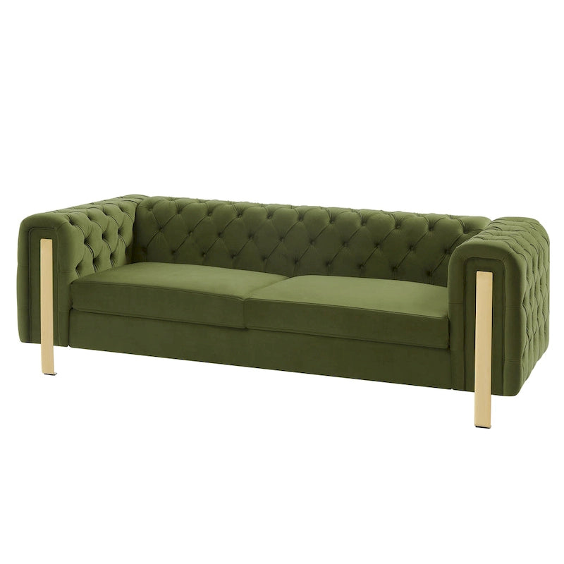 Canapé 3 places en velours capitonné Keyser Modern Glam par Christopher Knight Home – 83,75 L x 34,50 l x 27,25 H