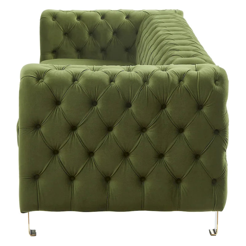 Canapé 3 places en velours capitonné Keyser Modern Glam par Christopher Knight Home – 83,75 L x 34,50 l x 27,25 H