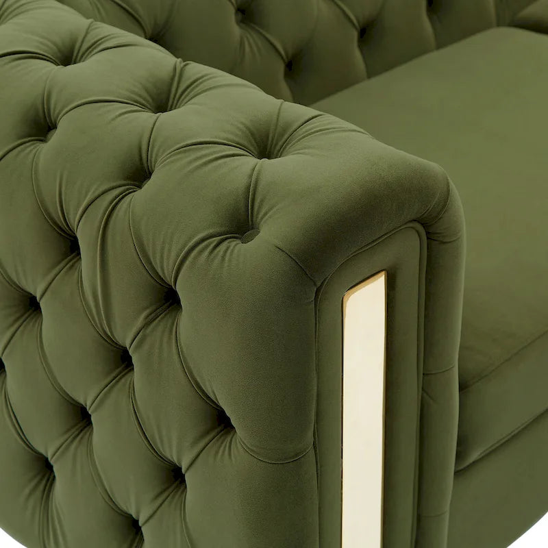 Canapé 3 places en velours capitonné Keyser Modern Glam par Christopher Knight Home – 83,75 L x 34,50 l x 27,25 H