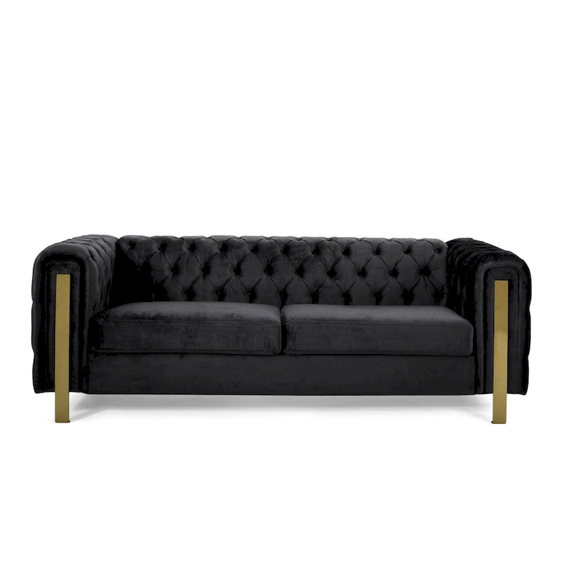 Canapé 3 places en velours capitonné Keyser Modern Glam par Christopher Knight Home – 83,75 L x 34,50 l x 27,25 H