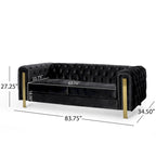 Canapé 3 places en velours capitonné Keyser Modern Glam par Christopher Knight Home – 83,75 L x 34,50 l x 27,25 H
