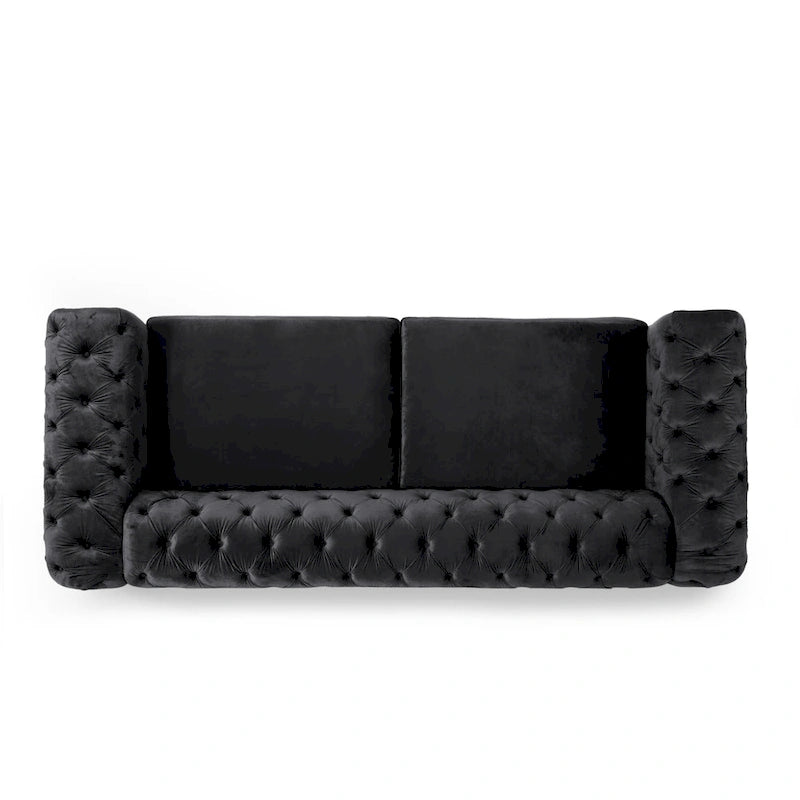 Canapé 3 places en velours capitonné Keyser Modern Glam par Christopher Knight Home – 83,75 L x 34,50 l x 27,25 H