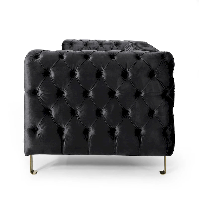 Canapé 3 places en velours capitonné Keyser Modern Glam par Christopher Knight Home – 83,75 L x 34,50 l x 27,25 H