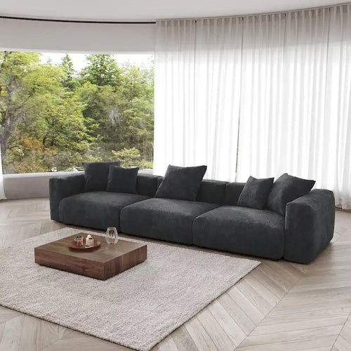Canapé de 363 cm – Canapé profond avec 5 coussins, canapé 3 places en velours côtelé, canapés modernes pour salon