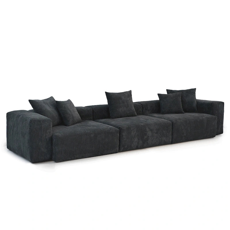Canapé de 363 cm – Canapé profond avec 5 coussins, canapé 3 places en velours côtelé, canapés modernes pour salon