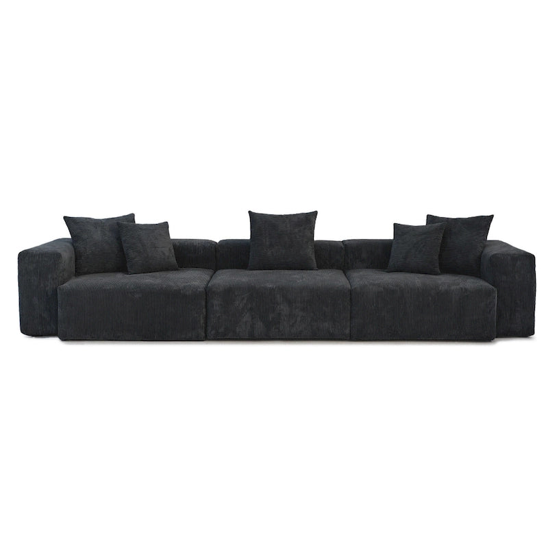 Canapé de 363 cm – Canapé profond avec 5 coussins, canapé 3 places en velours côtelé, canapés modernes pour salon