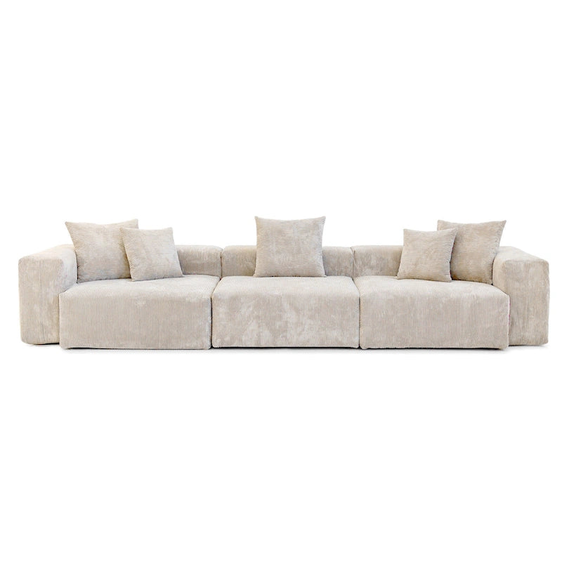 Canapé de 363 cm – Canapé profond avec 5 coussins, canapé 3 places en velours côtelé, canapés modernes pour salon