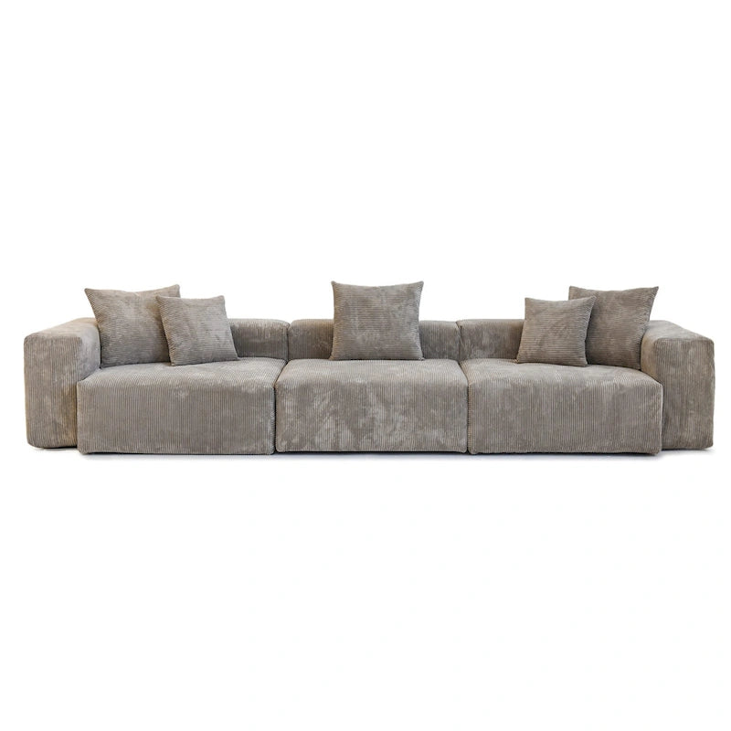Canapé de 363 cm – Canapé profond avec 5 coussins, canapé 3 places en velours côtelé, canapés modernes pour salon