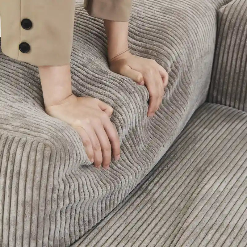 Canapé de 363 cm – Canapé profond avec 5 coussins, canapé 3 places en velours côtelé, canapés modernes pour salon