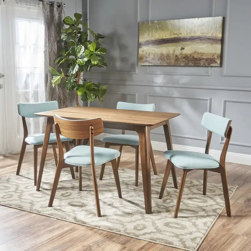 Megann Mid-Century 5-piece Wood Rectangle Dining Set by 
