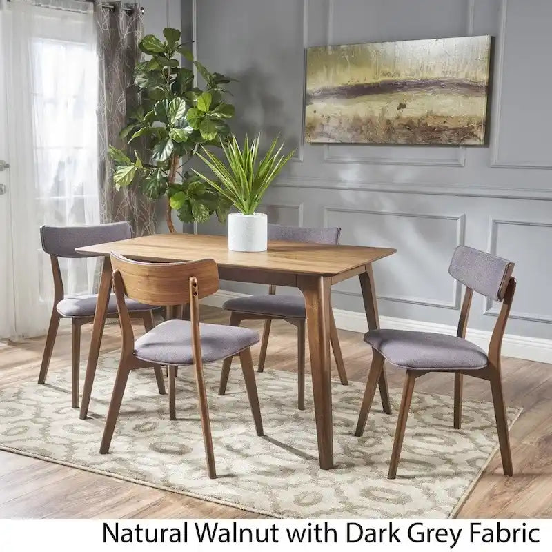 Ensemble de salle à manger rectangulaire 5 pièces en bois de style Mid-Century par
