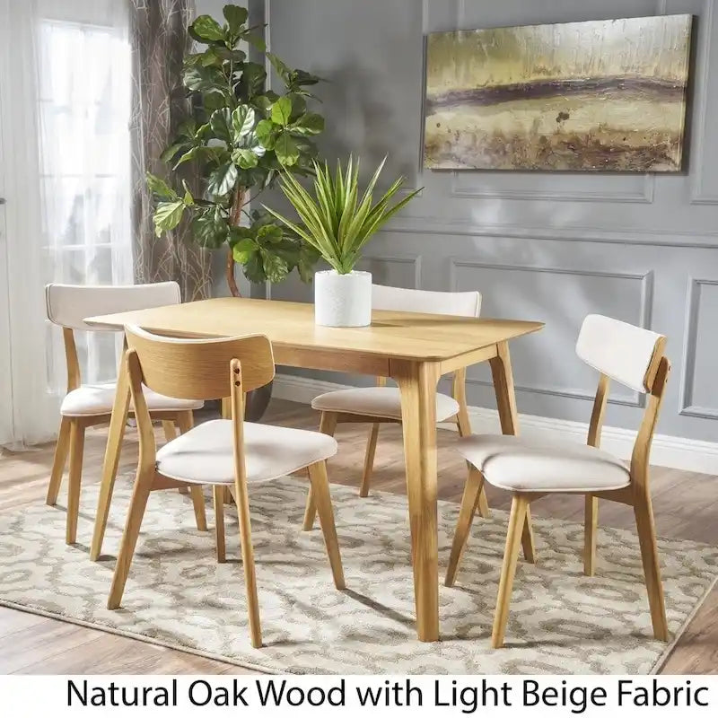 Ensemble de salle à manger rectangulaire 5 pièces en bois de style Mid-Century par
