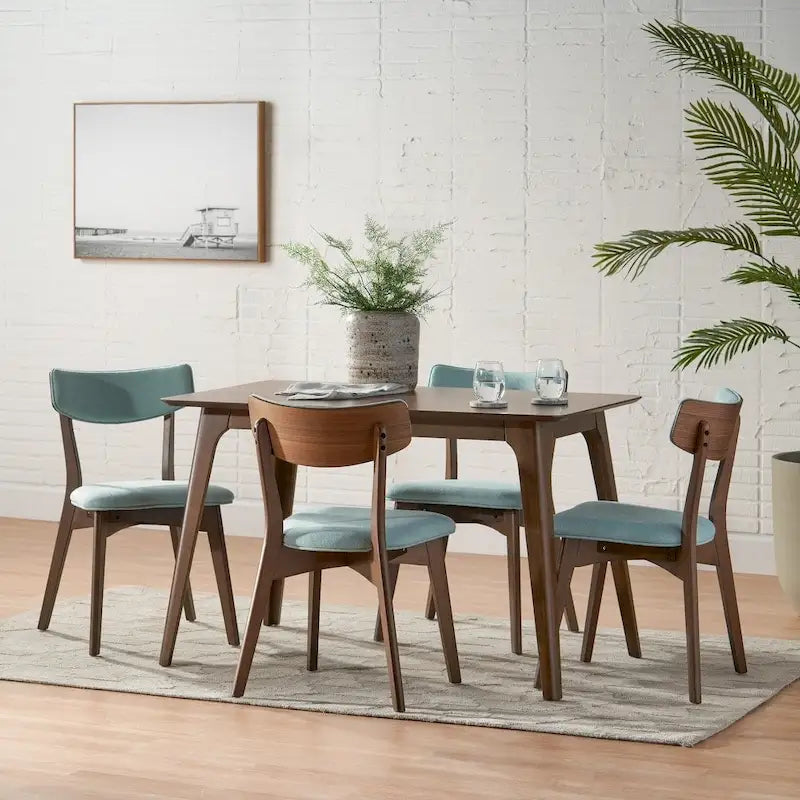 Ensemble de salle à manger rectangulaire 5 pièces en bois de style Mid-Century par