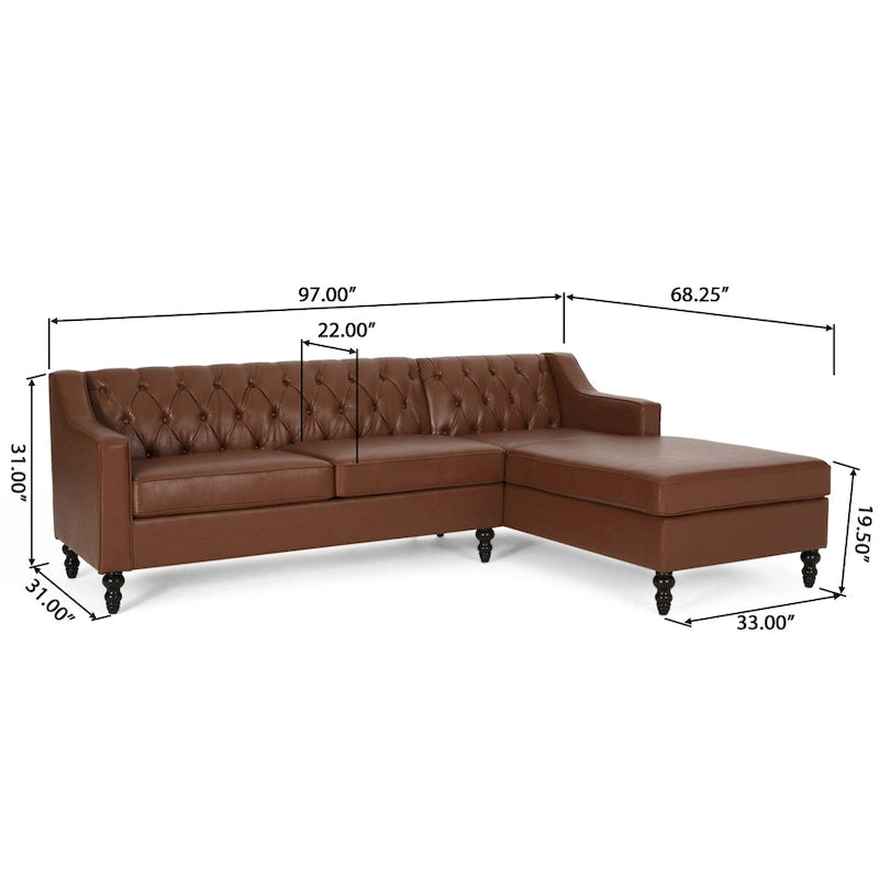 Sectionnel Furman contemporain touffeté avec chaise longue par Christopher Knight Home