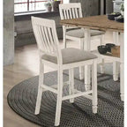 Tabourets de bar en bois massif à dossier ajouré et assise rembourrée, style ferme (Lot de 2)