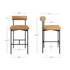 Tabouret de bar ou chaise de salle à manger hauteur comptoir Dahlia avec dossier et coussin rembourré