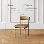 Tabouret de bar ou chaise de salle à manger hauteur comptoir Dahlia avec dossier et coussin rembourré