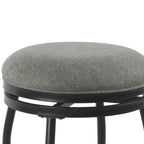 Tabouret de comptoir en métal avec siège pivotant rembourré en tissu, gris et noir