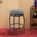 Tabouret de comptoir en métal avec siège pivotant rembourré en tissu, gris et noir