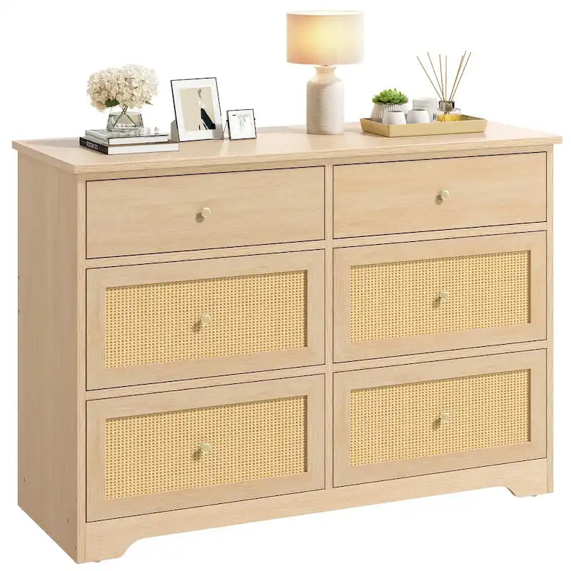 Commode de rangement à 6 tiroirs en rotin Moasis