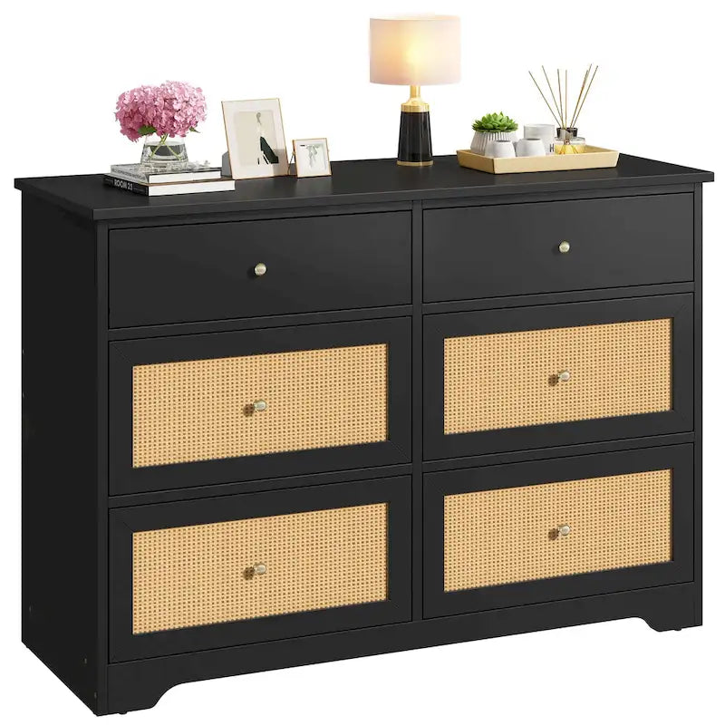Commode de rangement à 6 tiroirs en rotin Moasis
