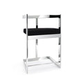 Tabouret de bar velours noir cadre argent poli
