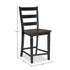 Tabouret de bar à dossier échelle Glenwood en noir frotté et anthracite de 24 pouces (lot de 2)