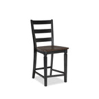 Tabouret de bar à dossier échelle Glenwood en noir frotté et anthracite de 24 pouces (lot de 2)