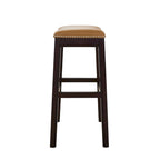 Tabouret de bar Julian 26 pouces, hauteur comptoir, espresso, avec assise en similicuir brun clair