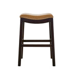 Tabouret de bar Julian 26 pouces, hauteur comptoir, espresso, avec assise en similicuir brun clair