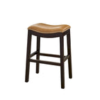 Tabouret de bar Julian 26 pouces, hauteur comptoir, espresso, avec assise en similicuir brun clair