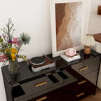 55.1 Commode de chambre moderne à 6 tiroirs Finition brillante
