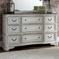 Commode 9 tiroirs blanc antique écorce vieillie Magnolia Manor