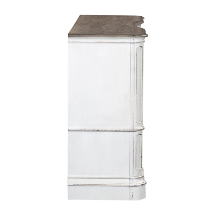 Commode 9 tiroirs blanc antique écorce vieillie Magnolia Manor